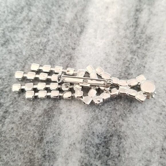 Vintage Rhinestone Fringe Brooch, Retro Deisgn, Lapel Pin, Estate - Picture 2 of 6